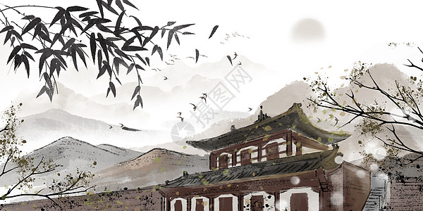 古镇张厅建筑江南古镇背景设计图片