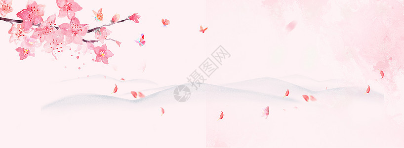 中国风桃花水墨粉色背景图片