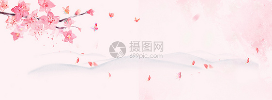 中国风桃花水墨粉色背景图片