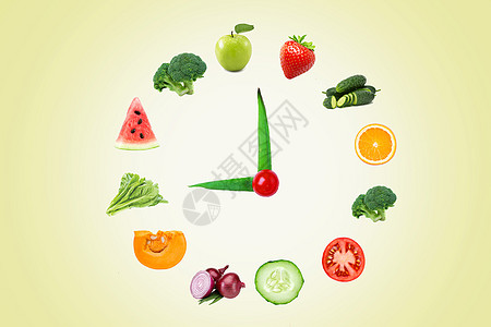 食用幼健康果蔬创意钟表设计图片