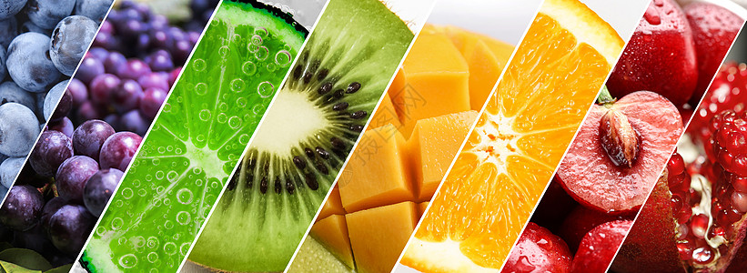健康食物水果的色彩拼接设计图片