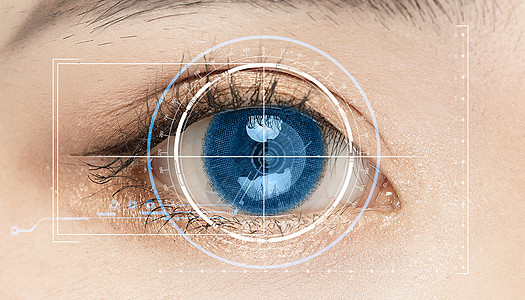 人工智能蓝色眼睛扫描图片