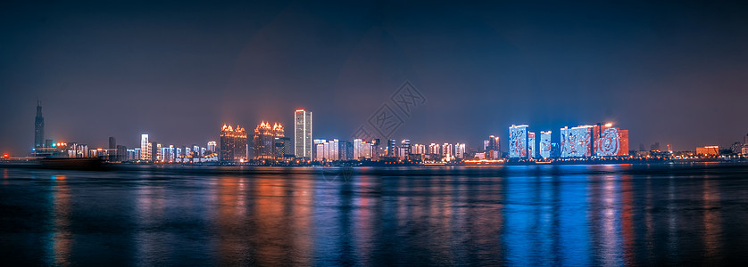 街景101武汉长江两岸夜景图背景