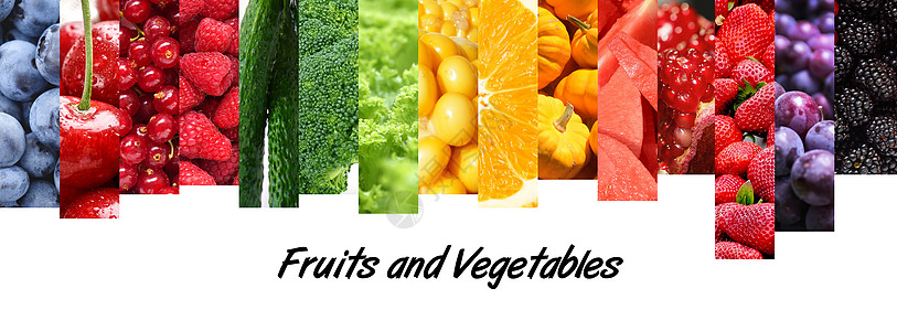 葡萄风信子水果和蔬菜拼接的色彩图设计图片