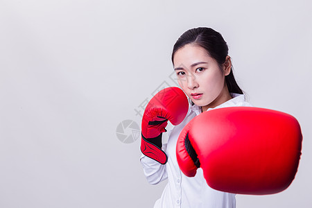 职业女性击拳形象棚拍高清图片