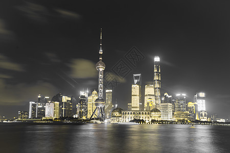 黑金金融城市建筑风光黑金系上海外滩夜景背景