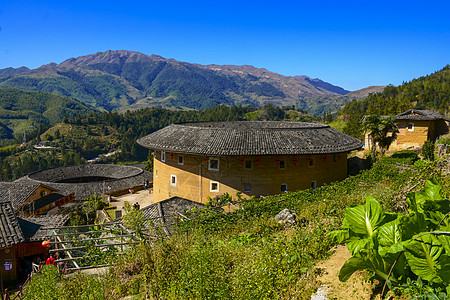 永定土楼远山乡野厦门周边旅游背景图片