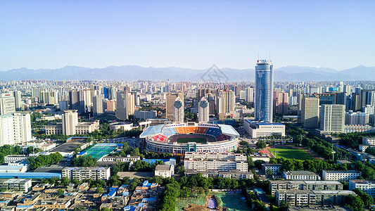 陕西省体育场鸟瞰西安背景