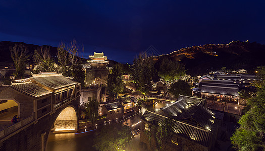 北京灵水村古北水镇夜景背景