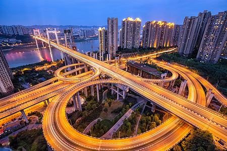 夜晚桥梁重庆鹅公岩立交桥背景