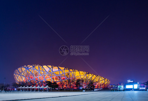 鸟巢夜景图片