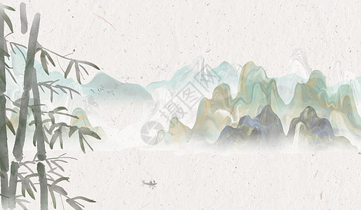 远山云雾中国风山水背景设计图片