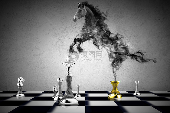 象棋上的烟雾马图片