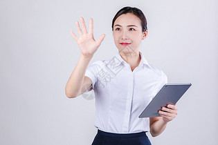 商务女士用平板电脑图片
