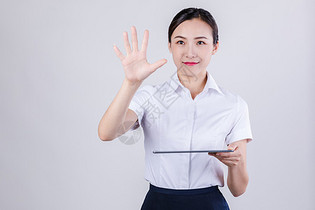 商务女士用平板电脑图片