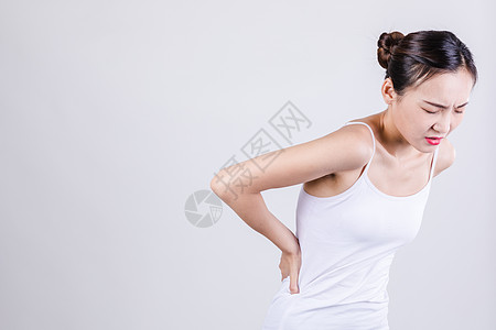女性腰疼居家女人表现腰疼情绪背景