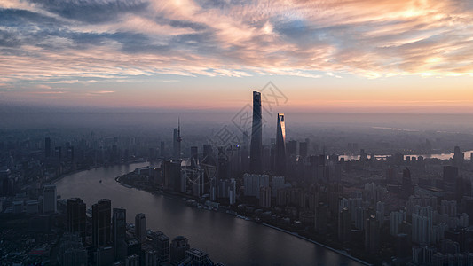 薄暮夕阳上海外滩城市建筑风光背景