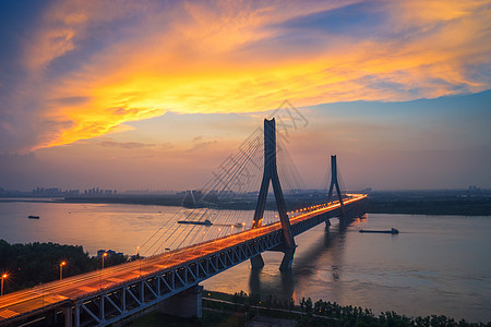 武汉城市夜景天兴洲长江大桥背景图片