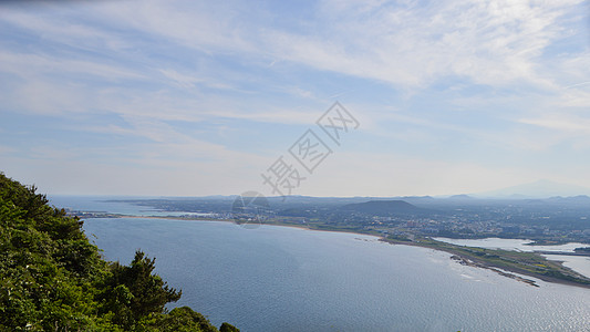 韩国济州岛城山日出峰观景台俯视唯美风景图片