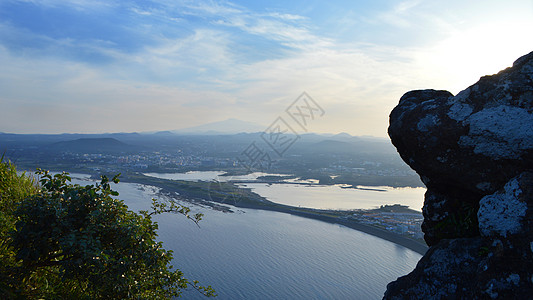 韩国济州岛城山日出峰观景台俯视唯美风景高清图片