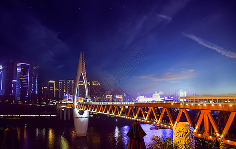 星空城市夜拍跨江大桥背景