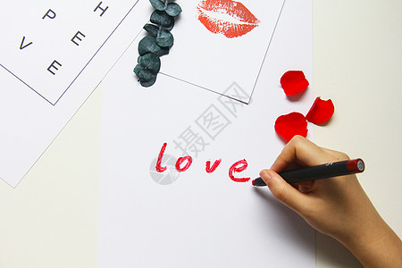 玫瑰花手写love情人节素材图片