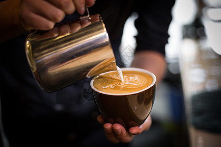 咖啡拉花与咖啡豆冲咖啡背景