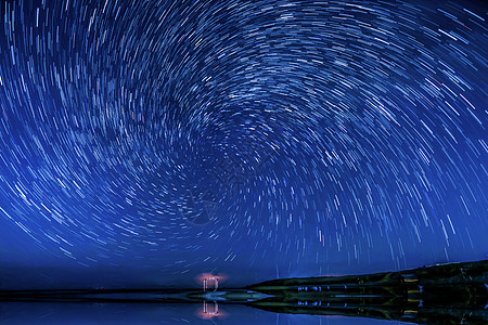 夜空中的星轨青海湖二郎剑星空背景