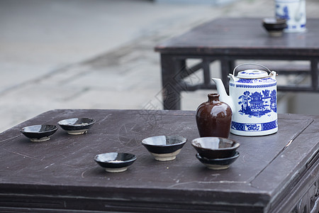老上海的路边大碗茶背景图片