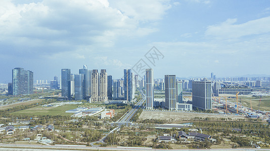 航拍杭州滨江区金融商业区背景图片