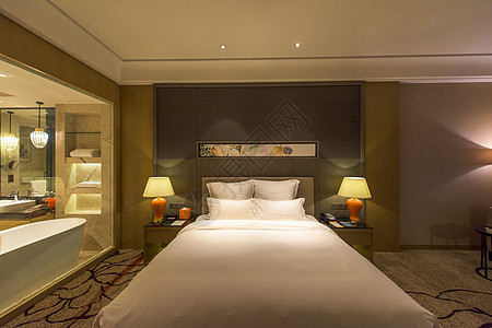 干净的大床五星级酒店景观房房间卧室大床背景