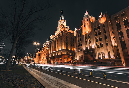 上海夜景外滩背景图片