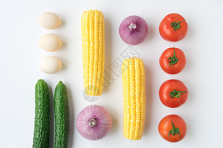 彩色玉米烹饪食材平铺素材背景