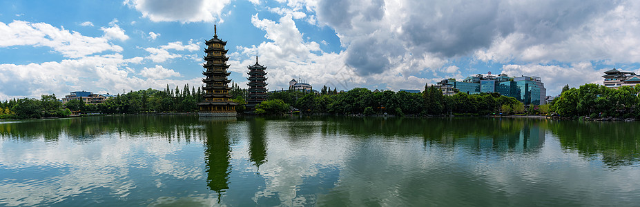 桂林两江四湖日月双塔背景