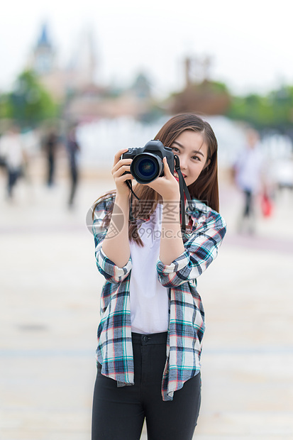 城市旅行女孩相机图片