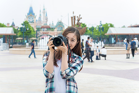 城市旅行女孩相机图片