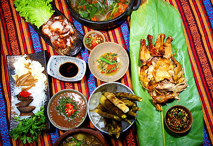少数民族云南傣族美食背景图片
