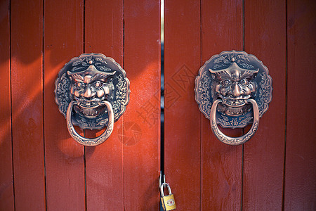 门饰北京胡同的老门环背景