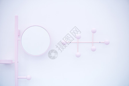 粉色浴室镜照片高清图片