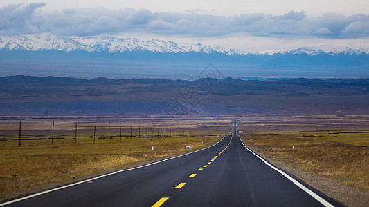 秋景公路新疆风光图片摄影背景