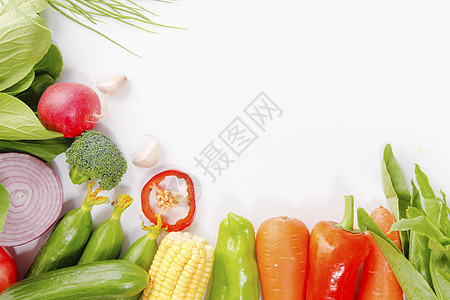 健康饮食搭配新鲜蔬菜背景