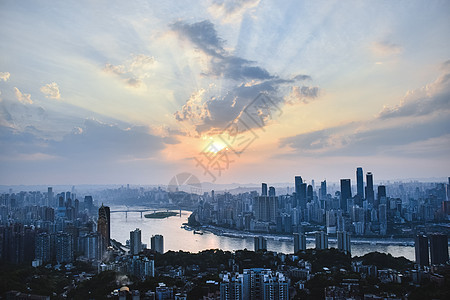 上海夜景航拍城市傍晚风景背景