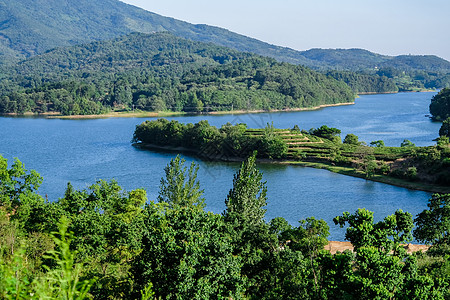 山峦城市武汉黄陂龙王尖水库背景