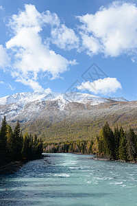 层林尽染新疆喀纳斯背景