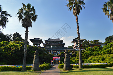 隆泉寺韩国济州岛名胜地标药泉寺背景