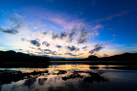 晚霞静谧夕阳美景高清图片