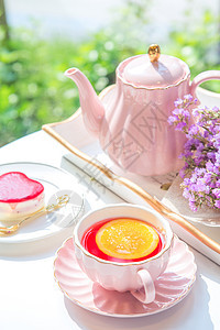 粉红色的下午茶图片
