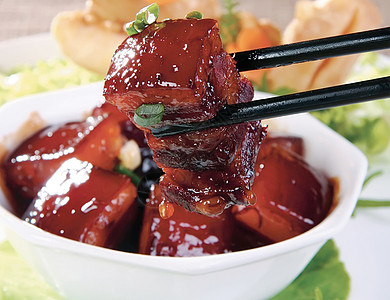 中国食物美味红烧肉背景