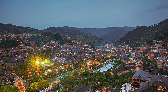 美丽城镇西江千户苗寨夜景背景