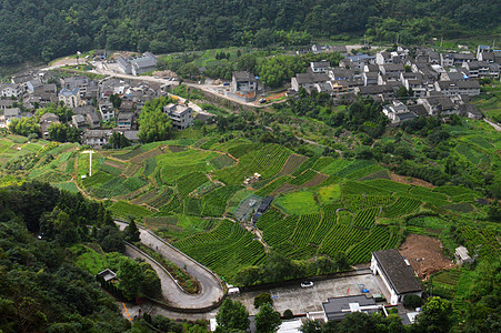 航拍俯视雁荡山乡村图片